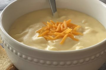 Easy Cheesy Potato Soup made with frozen hash browns