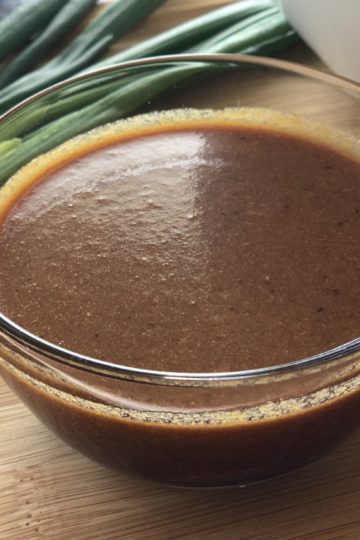 Hoisin sauce in a small glass dish