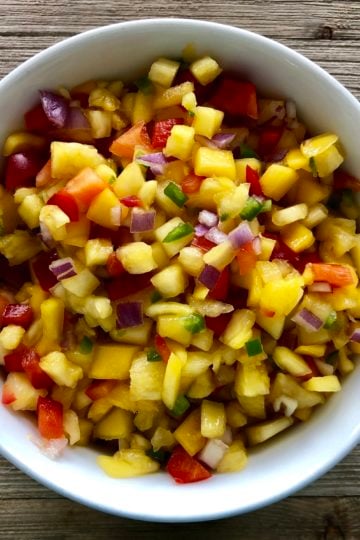 A bowl of Pineapple Mango Fruit Salsa