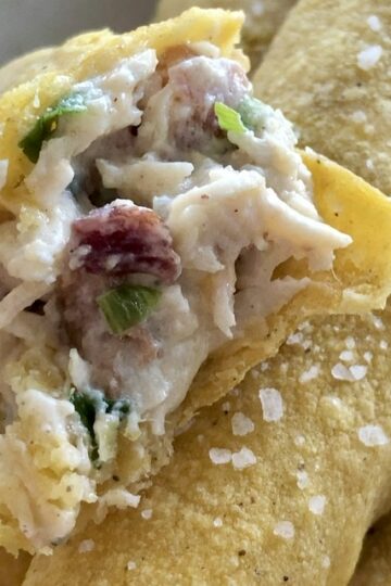Corn tortilla taquito with chicken bacon and ranch